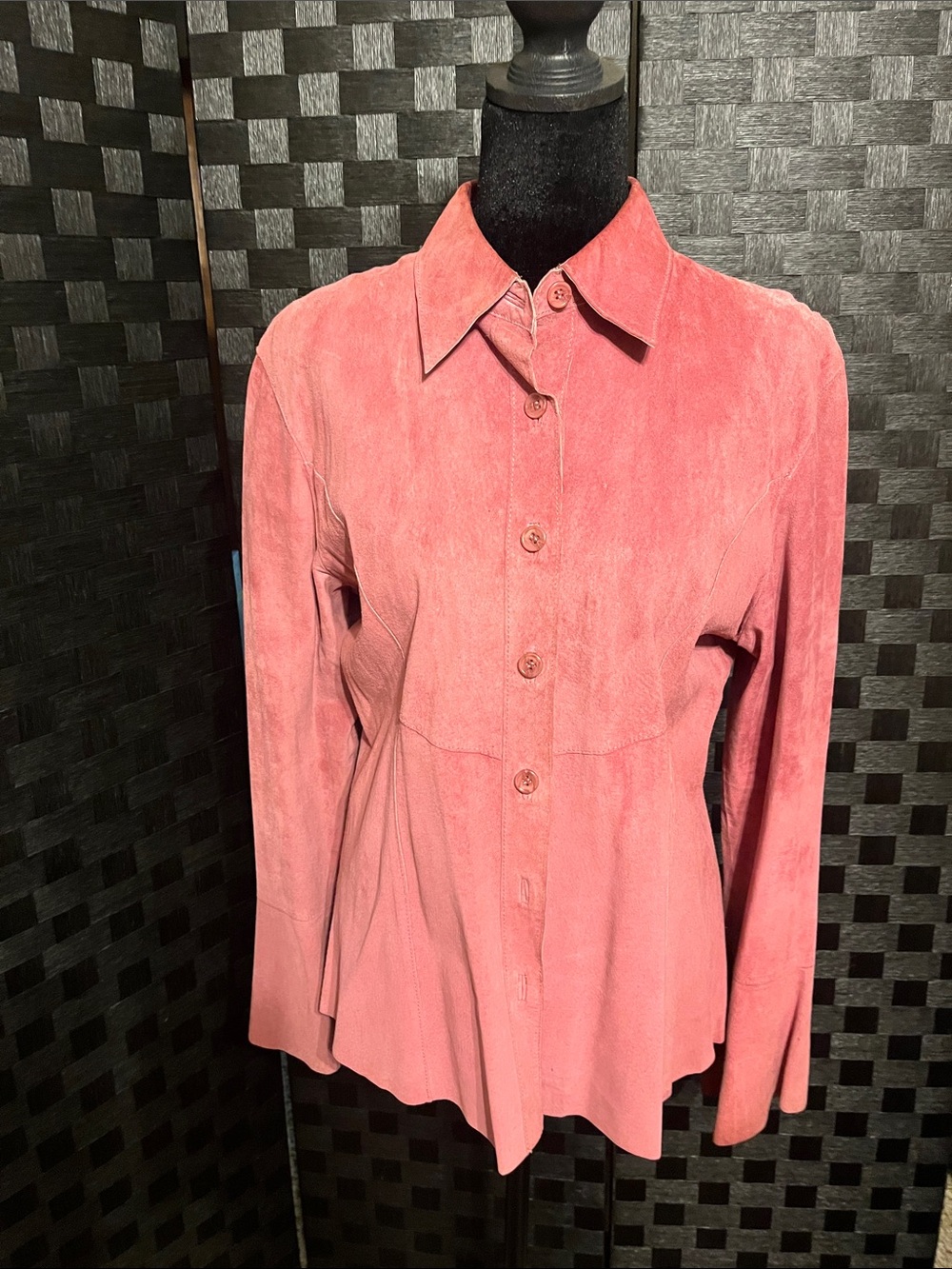 Women's Suede Button-Front Shirt Jacket - Pink